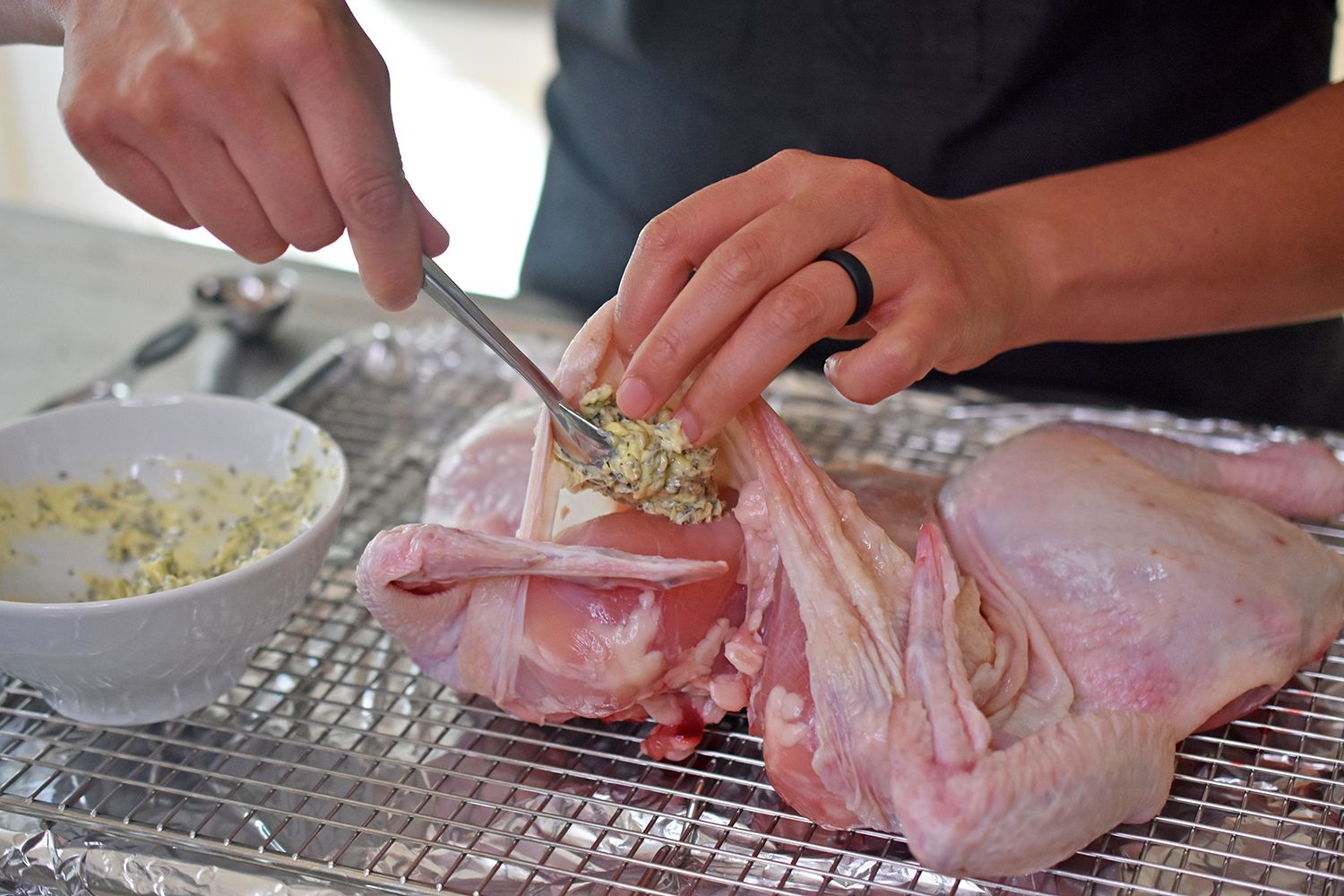 Spatcocked Chicken with Herb Butter by Michelle Tam http://nomnompaleo.com